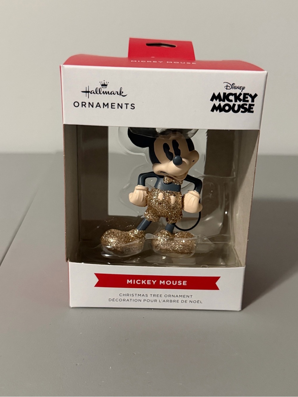 Hallmark Disney Mickey Mouse Gold Glitter Christmas Ornaments NIB